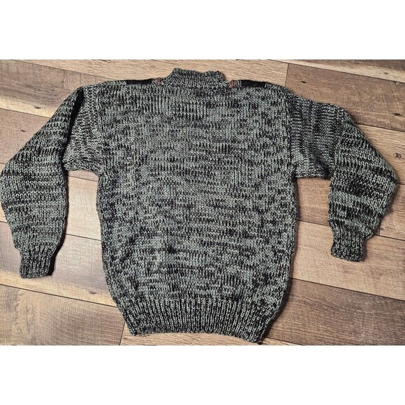 Pacific Club Vintage Sweater Black and Gray Brown w/ Leather accent - Picture 4 of 6